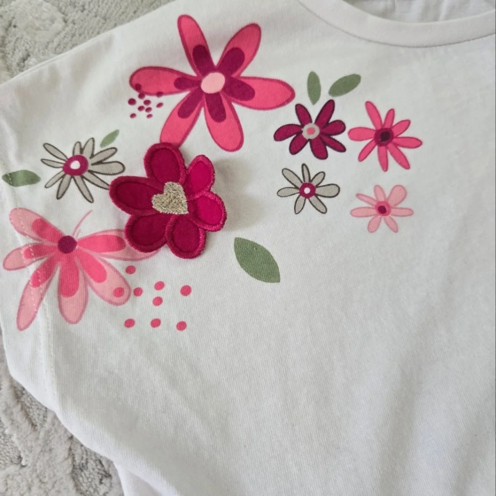Mayoral Floral Applique Short Sleeved Crop Peplum Top